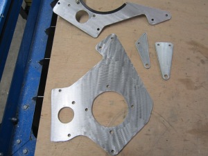 Top is the rear motor mount, bottom is the front (motor face) mount. Small triangle is chain tensioner (chapter 3) large triangle is battery mount. 